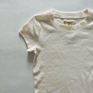 Madewell Cream Ribbed Fitted Tee XS